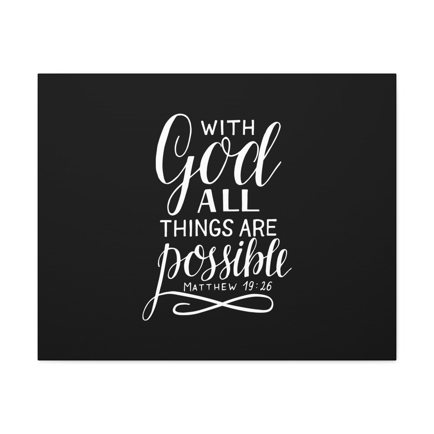 With God All Things Are Possible Matthew 19:26 Black Christian Wall Art Bible Verse Print Ready to Hang Unframed-Express Your Love Gifts