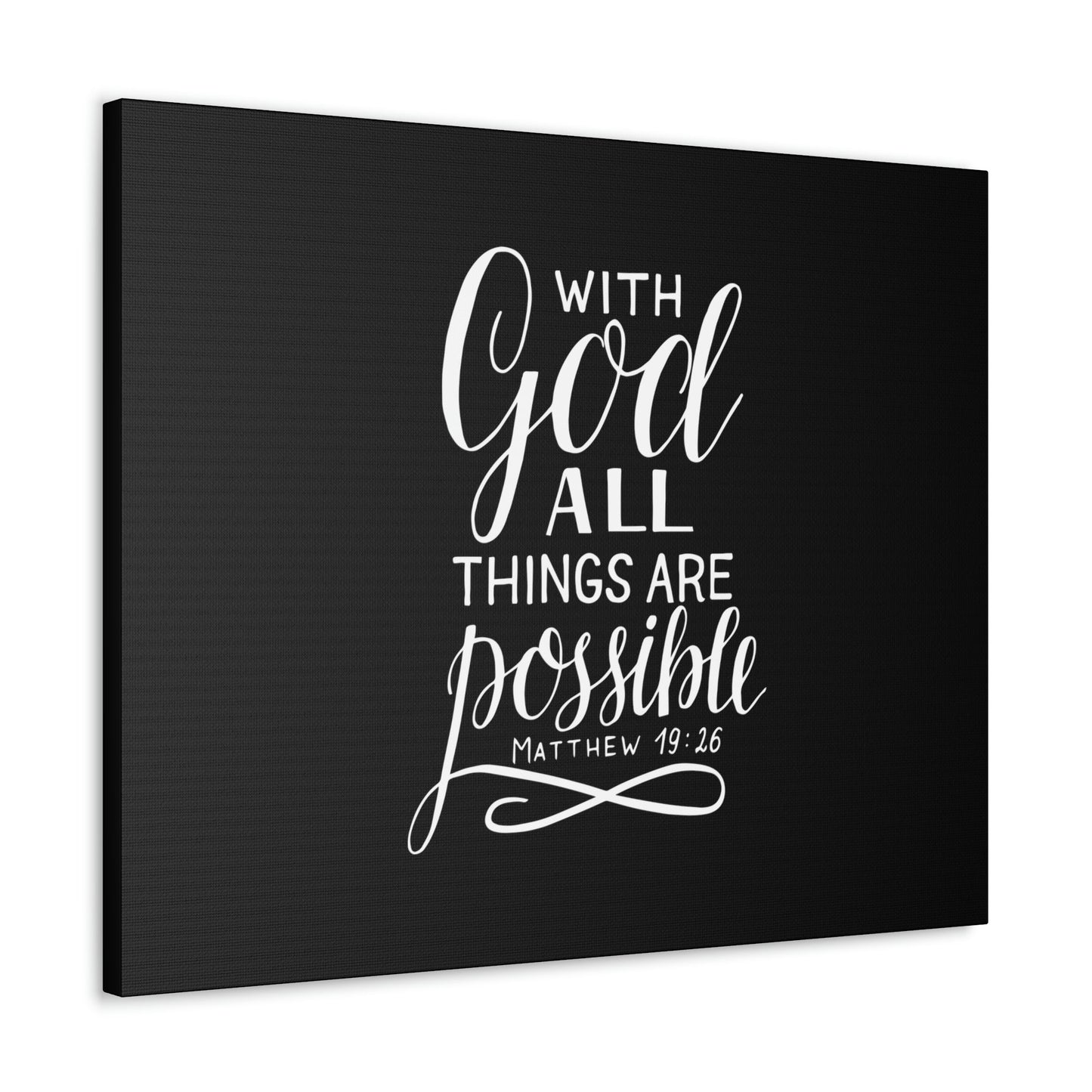 With God All Things Are Possible Matthew 19:26 Black Christian Wall Art Bible Verse Print Ready to Hang Unframed-Express Your Love Gifts