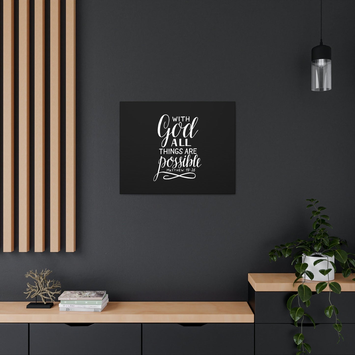 With God All Things Are Possible Matthew 19:26 Black Christian Wall Art Bible Verse Print Ready to Hang Unframed-Express Your Love Gifts