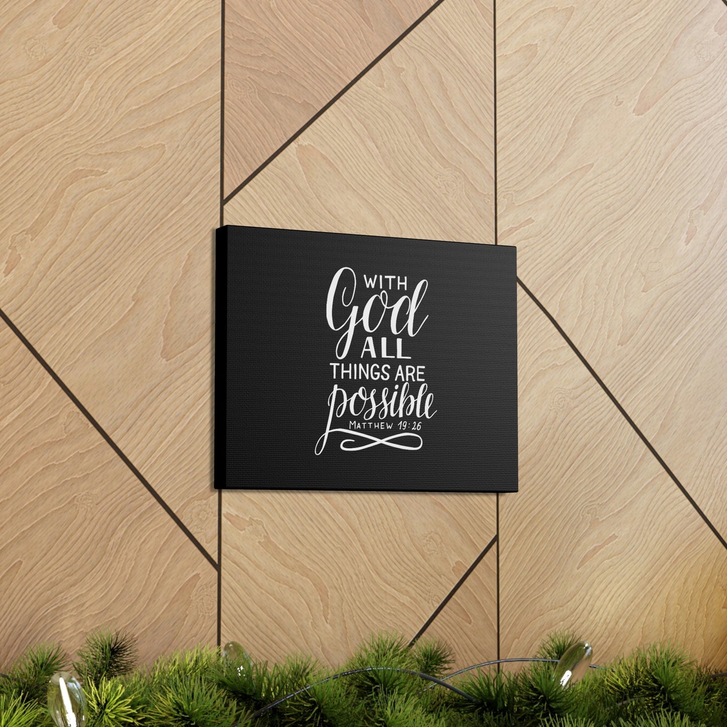 With God All Things Are Possible Matthew 19:26 Black Christian Wall Art Bible Verse Print Ready to Hang Unframed-Express Your Love Gifts