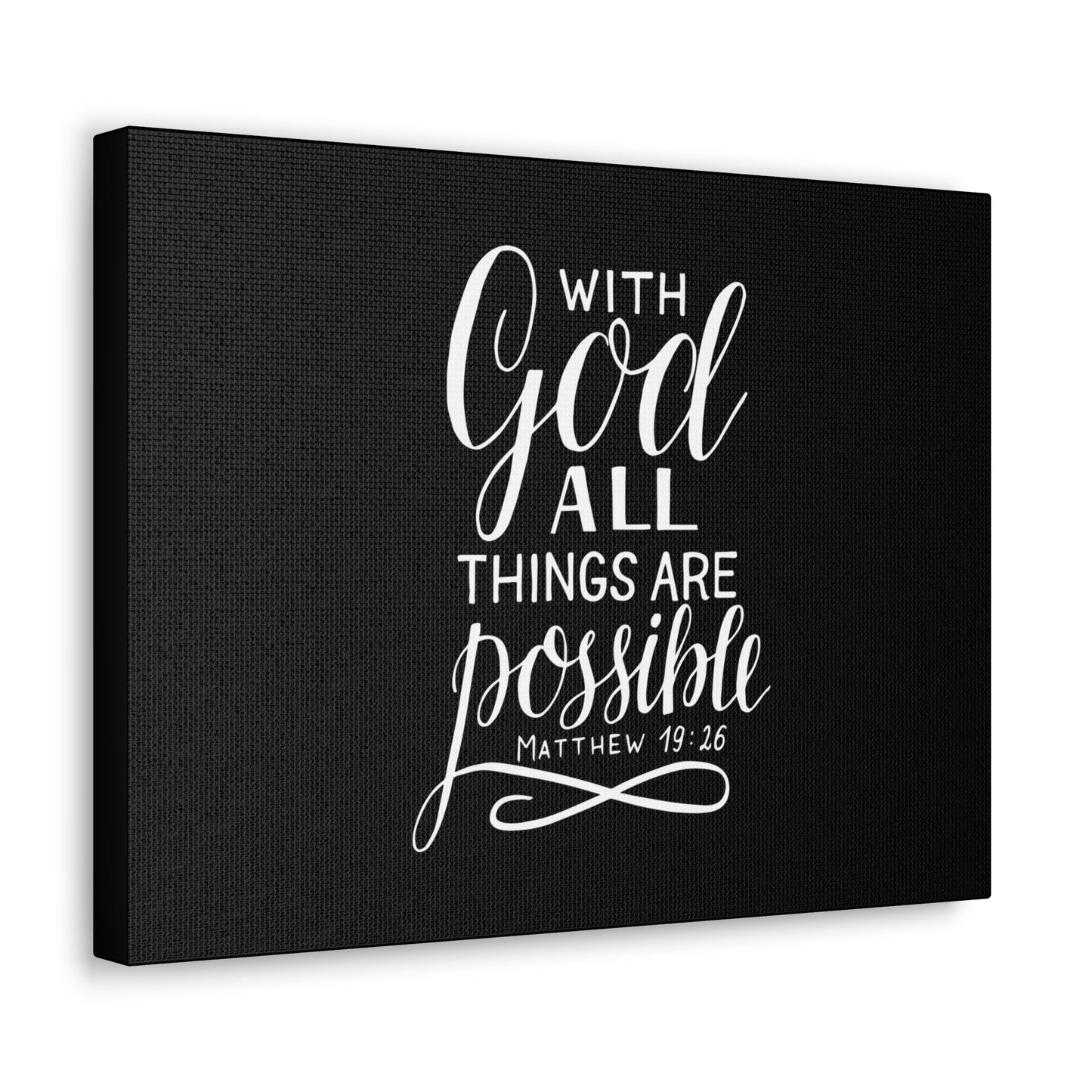 With God All Things Are Possible Matthew 19:26 Black Christian Wall Art Bible Verse Print Ready to Hang Unframed-Express Your Love Gifts