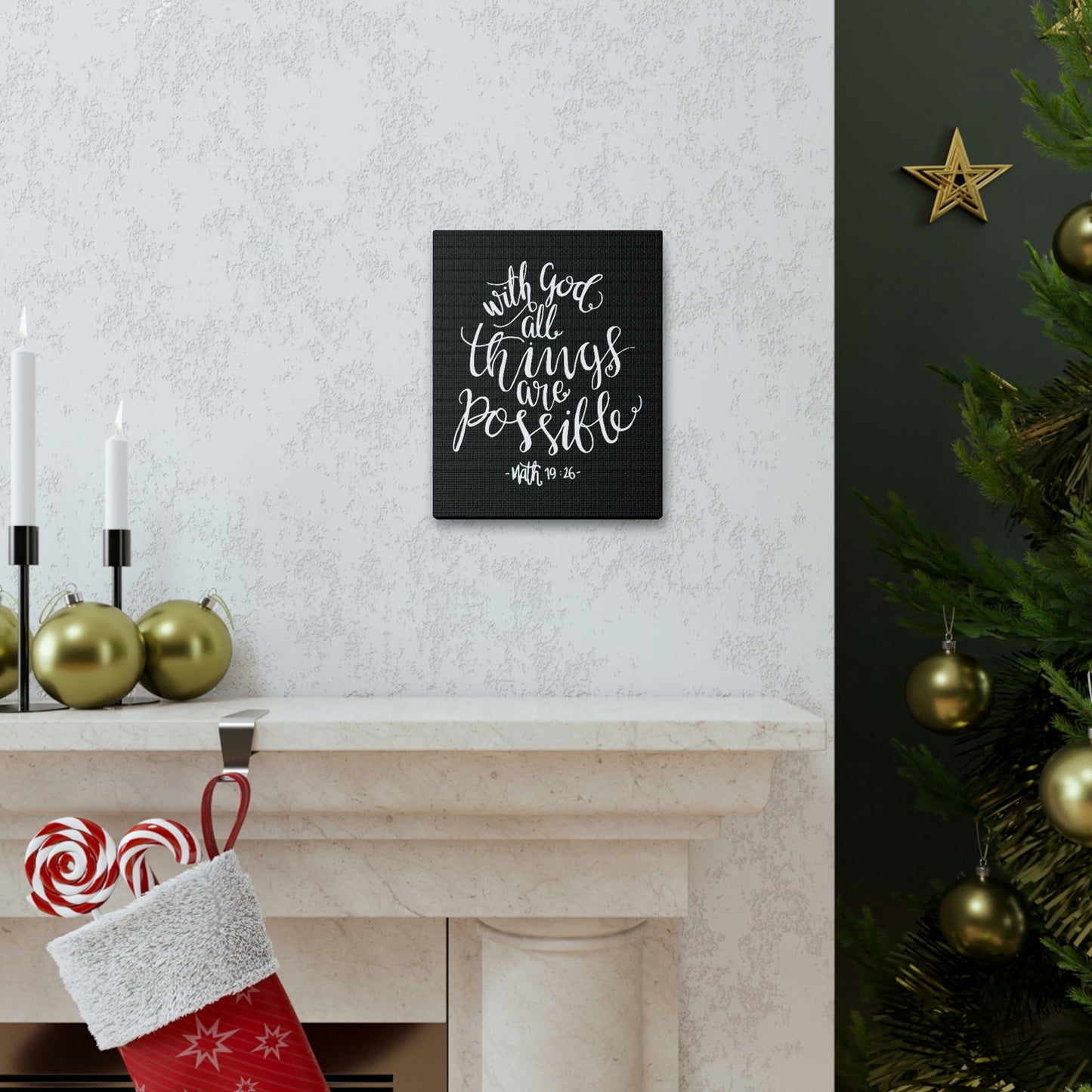 Scripture Walls With God All Things Are Possible Matthew 19:26 White Cursive Christian Wall Art Bible Verse Print Ready To Hang Unframed-Express Your Love Gifts