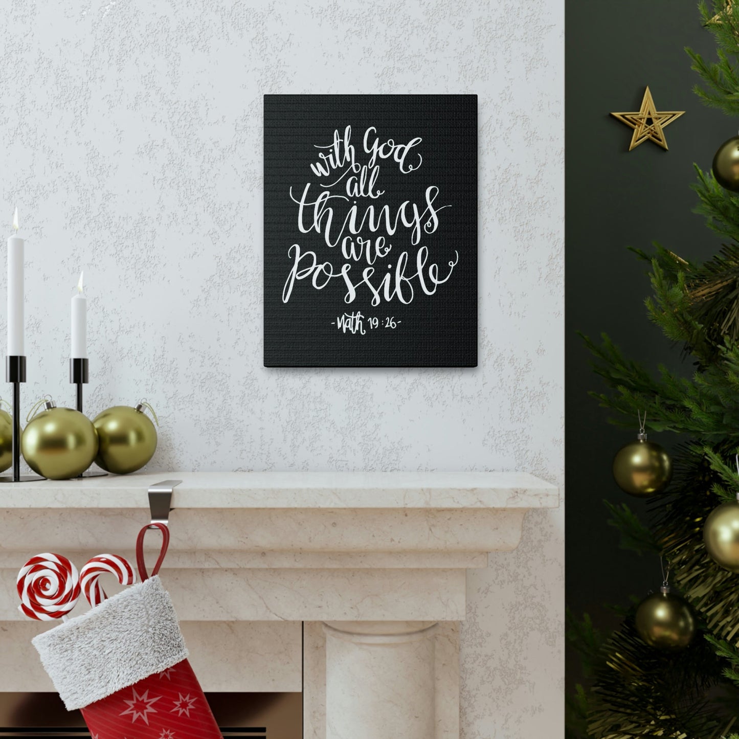 Scripture Walls With God All Things Are Possible Matthew 19:26 White Cursive Christian Wall Art Bible Verse Print Ready To Hang Unframed-Express Your Love Gifts