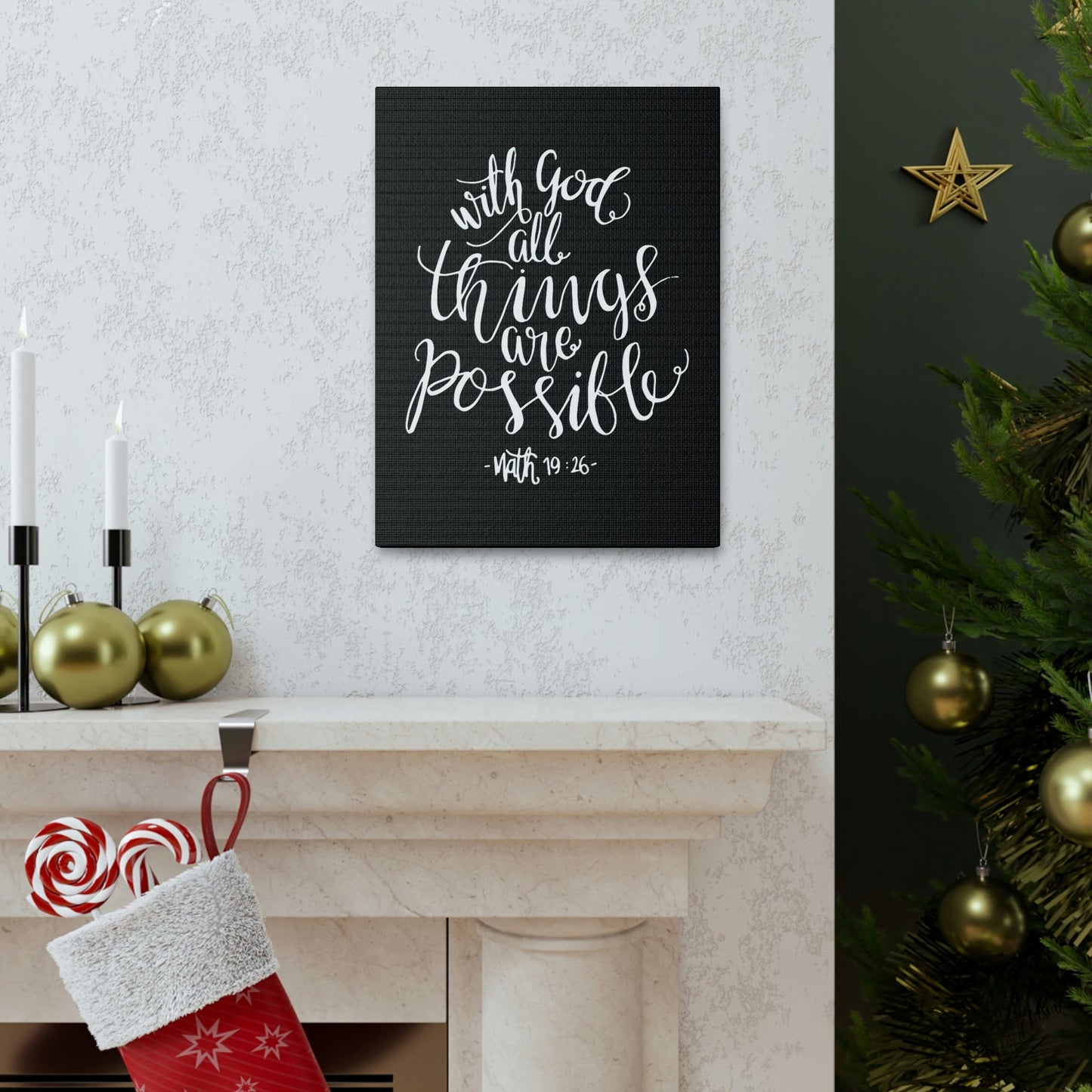 Scripture Walls With God All Things Are Possible Matthew 19:26 White Cursive Christian Wall Art Bible Verse Print Ready To Hang Unframed-Express Your Love Gifts