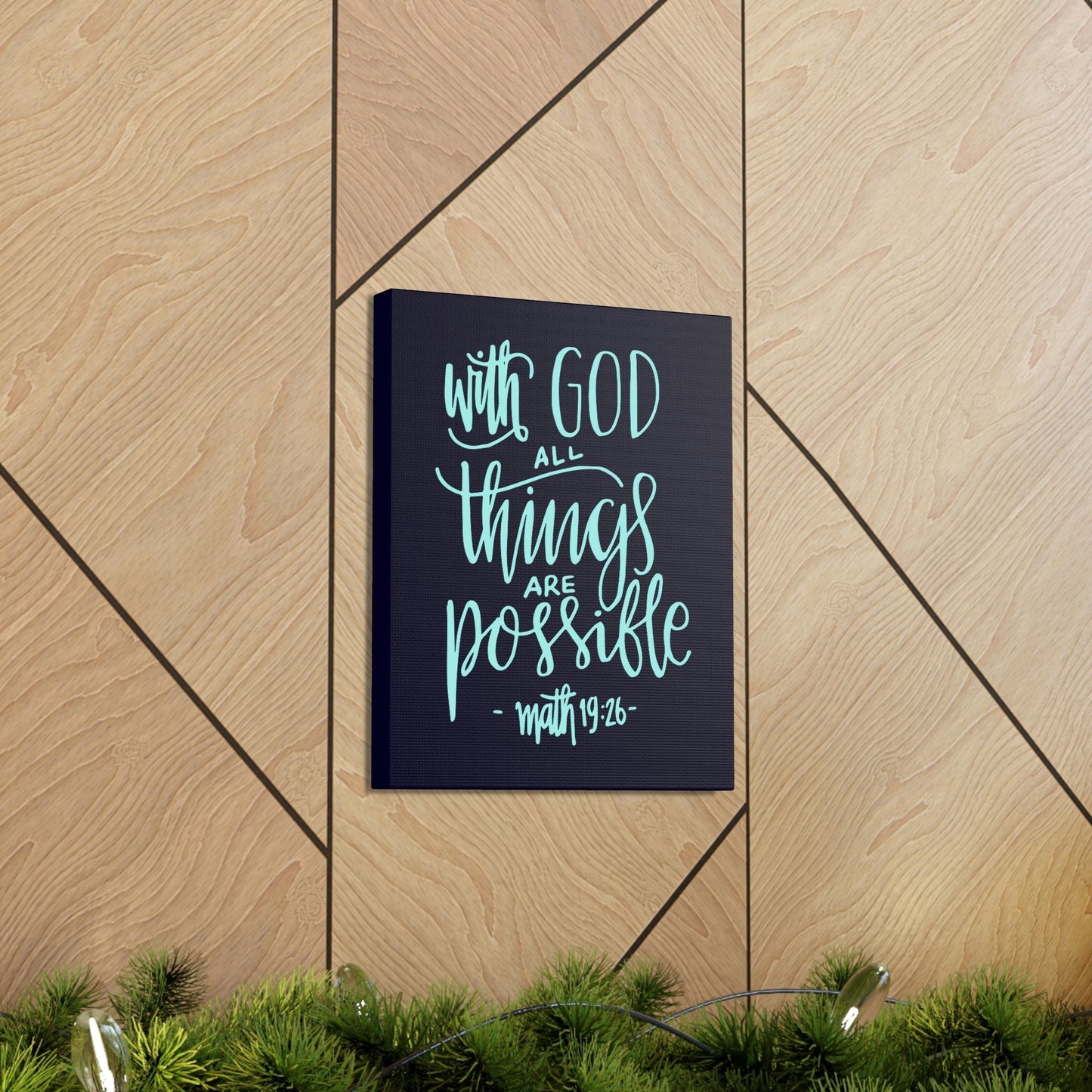 Scripture Walls With God All Things Matthew 19:26 Blue Cursive Christian Wall Art Bible Verse Print Ready To Hang Unframed-Express Your Love Gifts