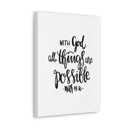 With God All Things Matthew 19:26 Cursive Christian Wall Art Bible Verse Print Ready To Hang Unframed-Express Your Love Gifts