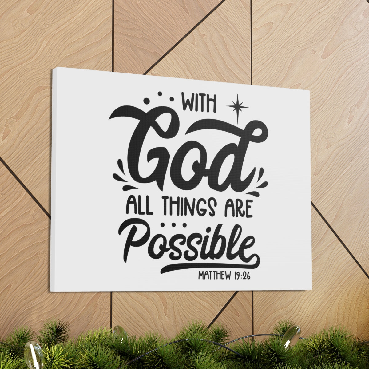 Scripture Walls With God Matthew 19:26 Bible Verse Canvas Christian Wall Art Ready to Hang Unframed-Express Your Love Gifts