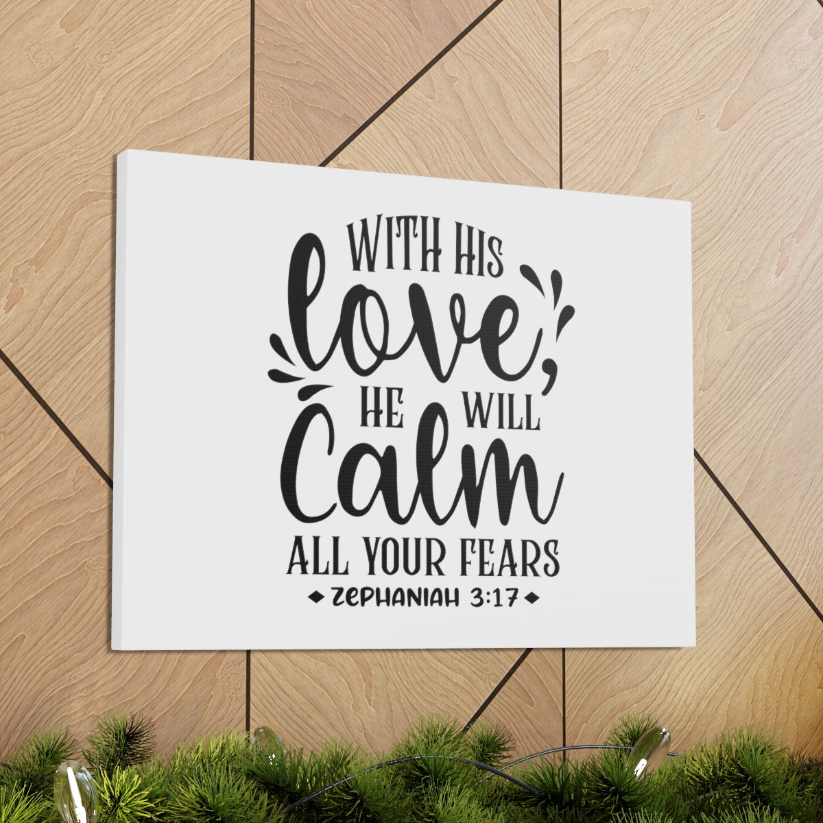 Scripture Walls With His Love Zephaniah 3:17 Bible Verse Canvas Christian Wall Art Ready to Hang Unframed-Express Your Love Gifts