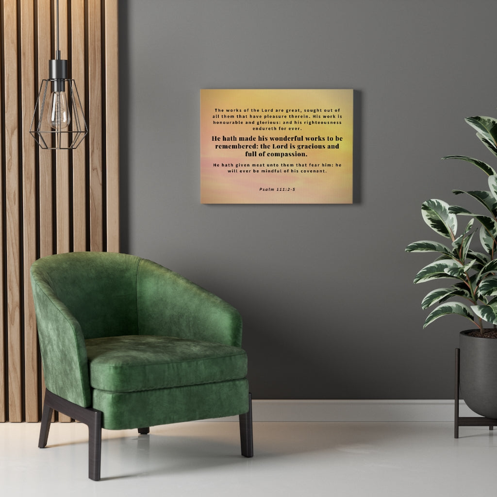 Scripture Walls Wonderful Works Psalm 111:2-5 Bible Verse Canvas Christian Wall Art Ready to Hang Unframed-Express Your Love Gifts