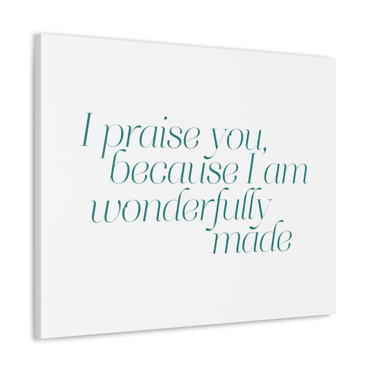 Scripture Walls Wonderfully Made Light Blue Psalm 139:14 Bible Verse Canvas Christian Wall Art Ready to Hang Unframed-Express Your Love Gifts