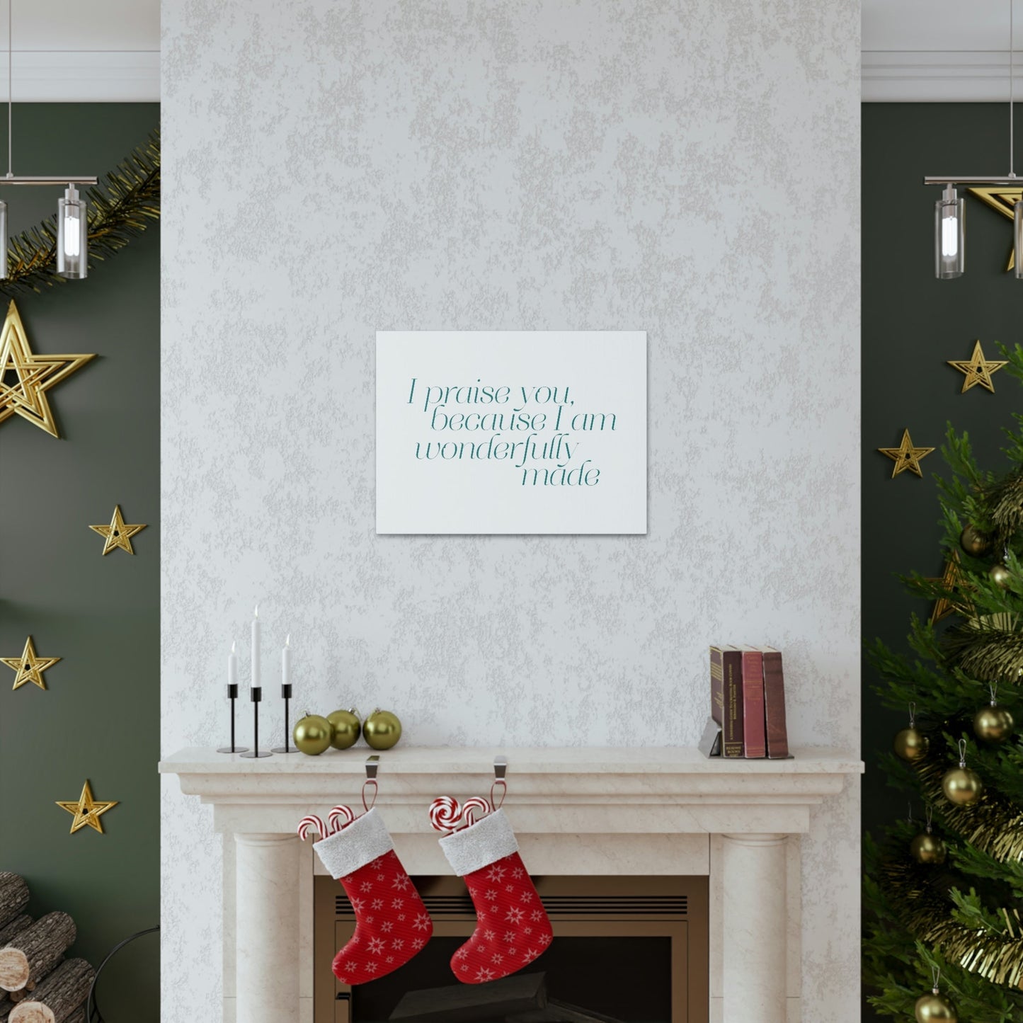 Scripture Walls Wonderfully Made Light Blue Psalm 139:14 Bible Verse Canvas Christian Wall Art Ready to Hang Unframed-Express Your Love Gifts