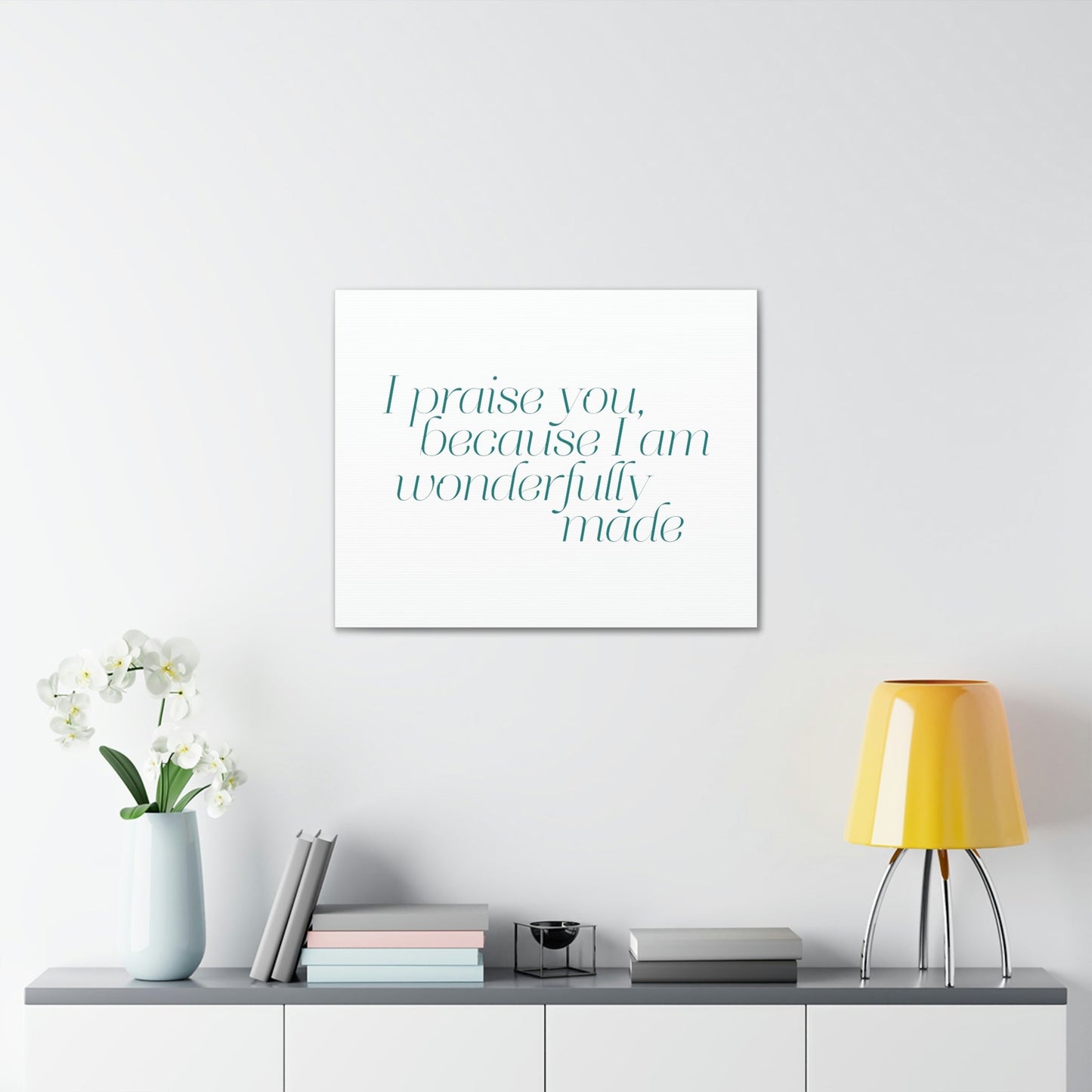 Scripture Walls Wonderfully Made Light Blue Psalm 139:14 Bible Verse Canvas Christian Wall Art Ready to Hang Unframed-Express Your Love Gifts