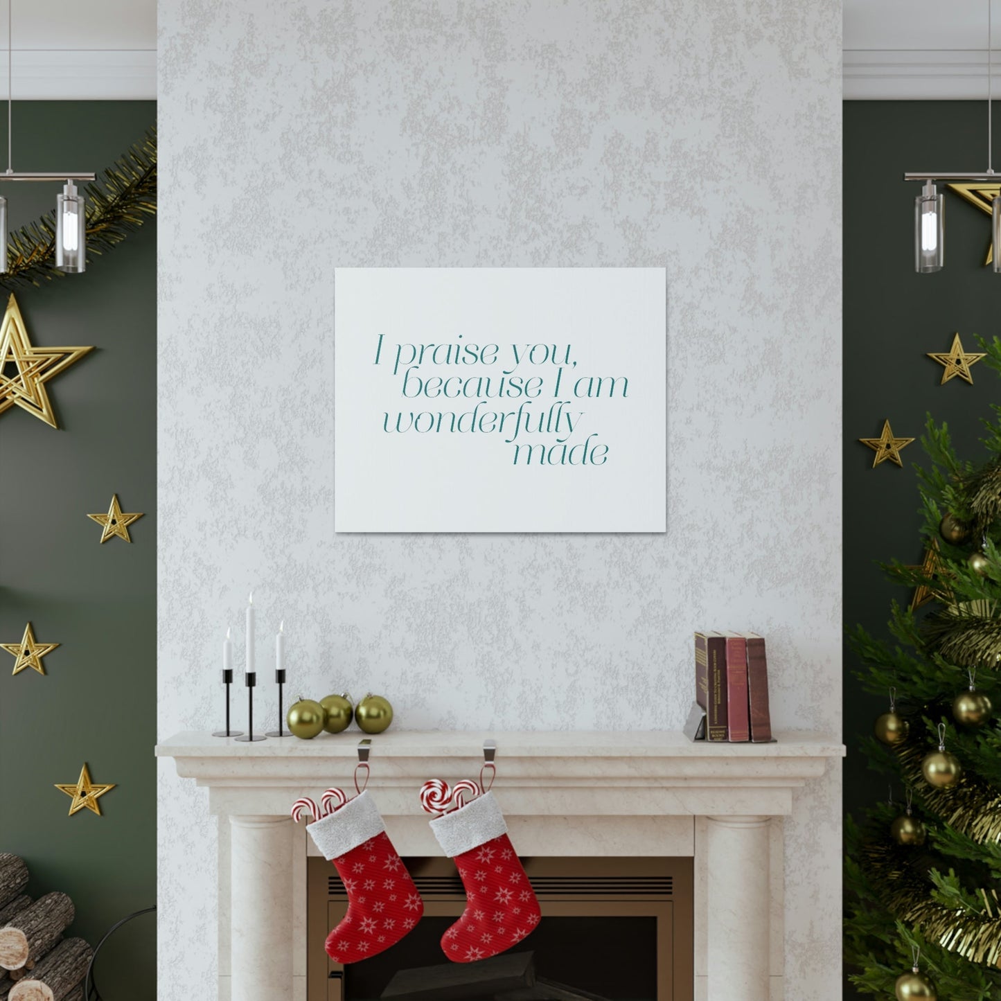 Scripture Walls Wonderfully Made Light Blue Psalm 139:14 Bible Verse Canvas Christian Wall Art Ready to Hang Unframed-Express Your Love Gifts