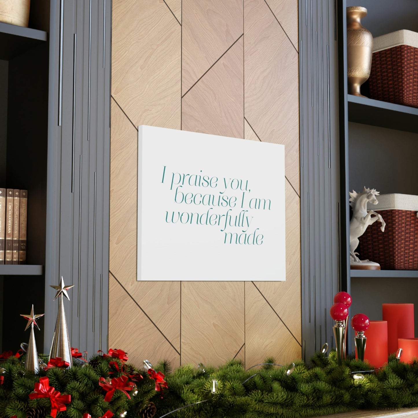 Scripture Walls Wonderfully Made Light Blue Psalm 139:14 Bible Verse Canvas Christian Wall Art Ready to Hang Unframed-Express Your Love Gifts