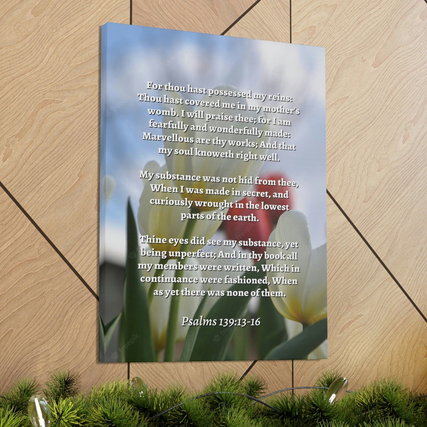 Scripture Walls Wonderfully Made Psalm 139:14 Flower Bible Verse Canvas Christian Wall Art Ready to Hang Unframed-Express Your Love Gifts