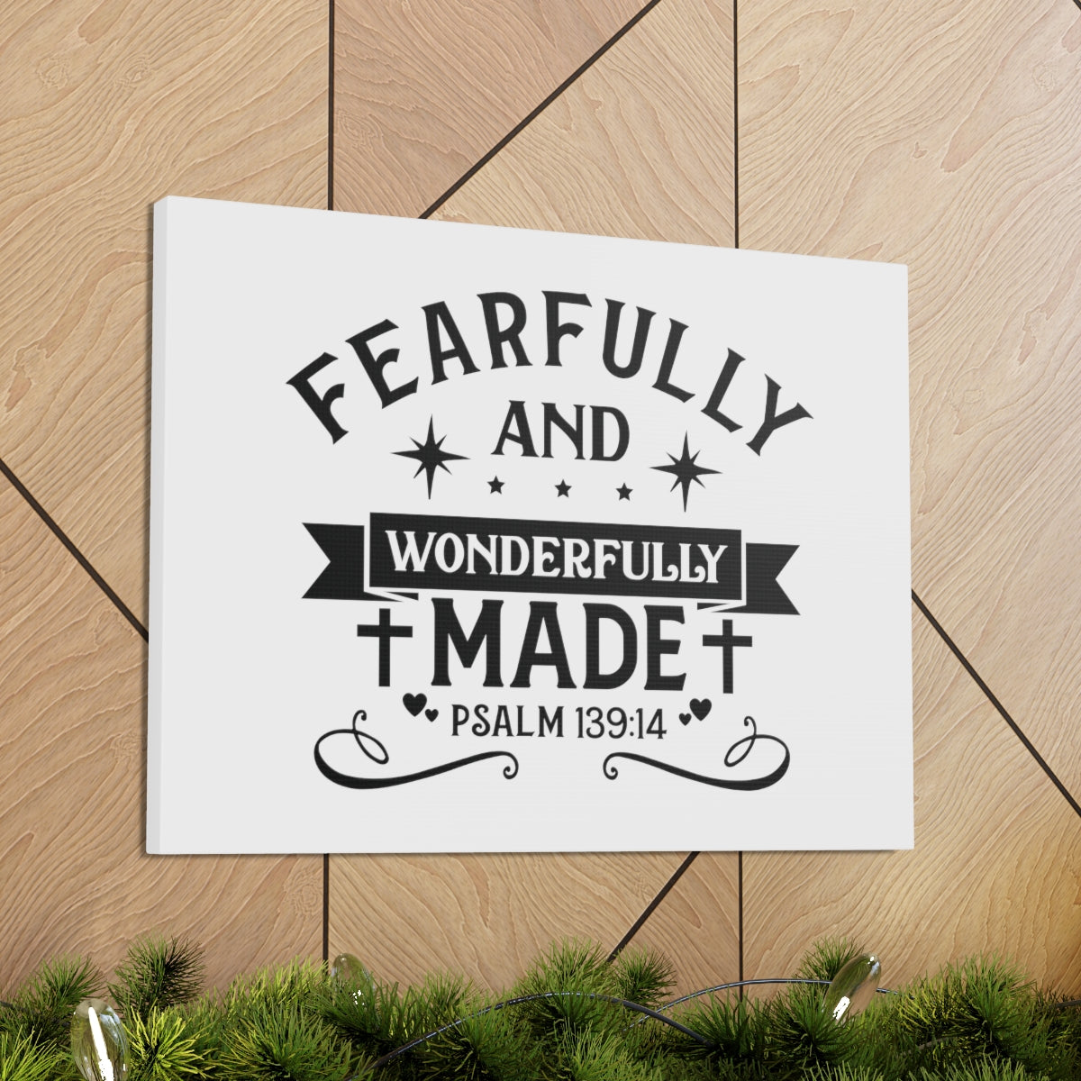 Scripture Walls Wonderfully Psalm 139:14 Hearts Bible Verse Canvas Christian Wall Art Ready to Hang Unframed-Express Your Love Gifts