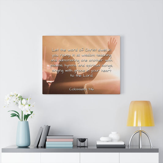 Word Of Christ Colossians 3:16 Bible Verse Canvas Christian Wall Art Ready to Hang Unframed-Express Your Love Gifts