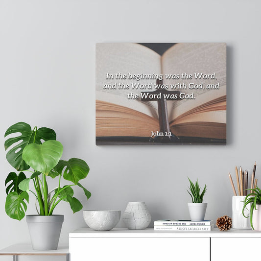 Word was God John 1:1 Bible Verse Canvas Christian Wall Art Ready to Hang Unframed-Express Your Love Gifts