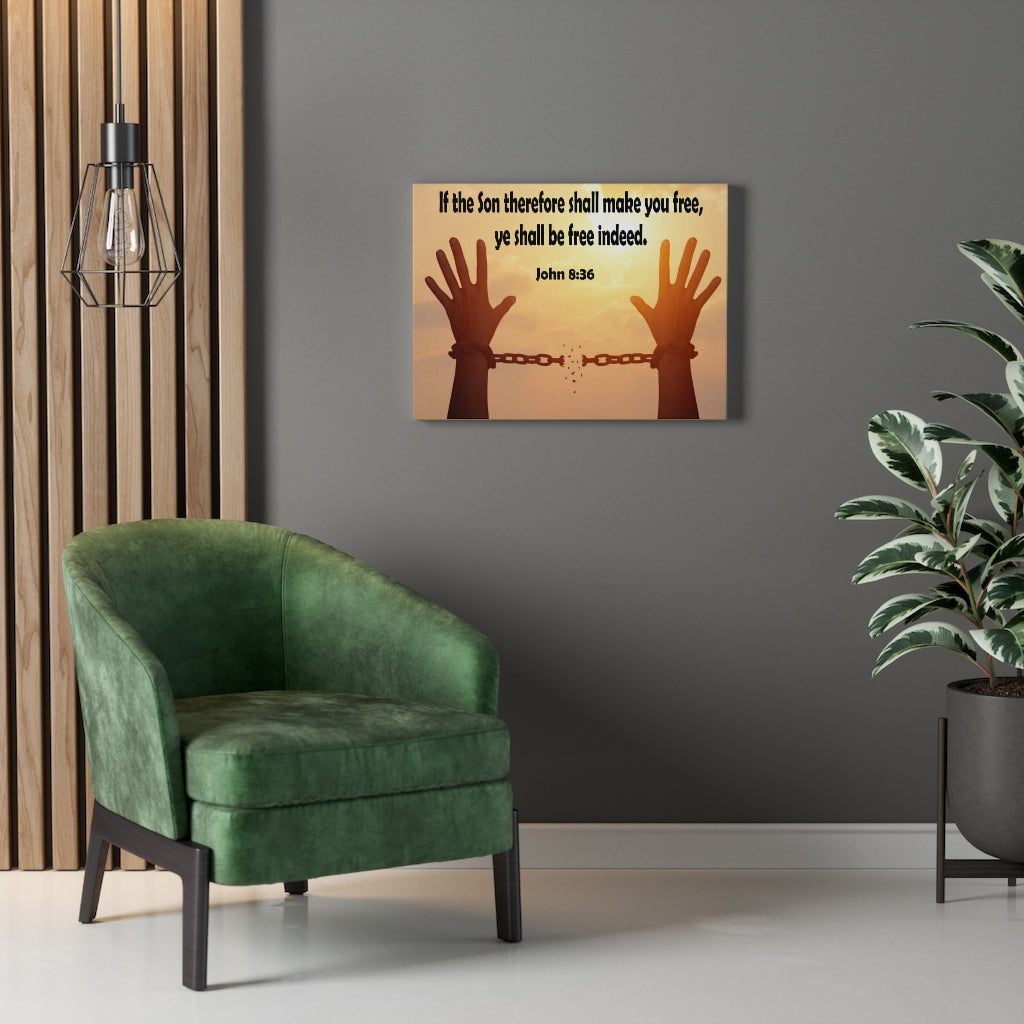 Scripture Walls Ye Shall Be Free Indeed John 8:36 Bible Verse Canvas Christian Wall Art Ready to Hang Unframed-Express Your Love Gifts