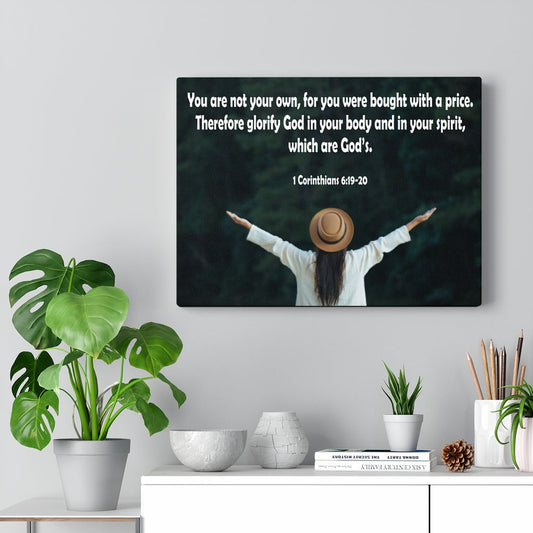 Scripture Walls You Are Not Your Own 1 Corinthians 6:19-20 Bible Verse Canvas Christian Wall Art Ready to Hang Unframed-Express Your Love Gifts