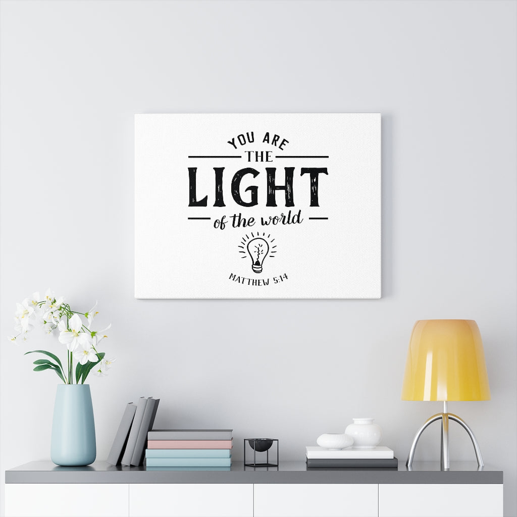 You Are The Light Matthew 5:14 White Bible Verse Canvas Christian Wall Art Ready to Hang Unframed-Express Your Love Gifts