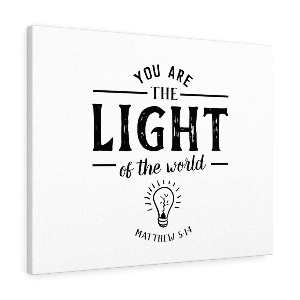 You Are The Light Matthew 5:14 White Bible Verse Canvas Christian Wall Art Ready to Hang Unframed-Express Your Love Gifts