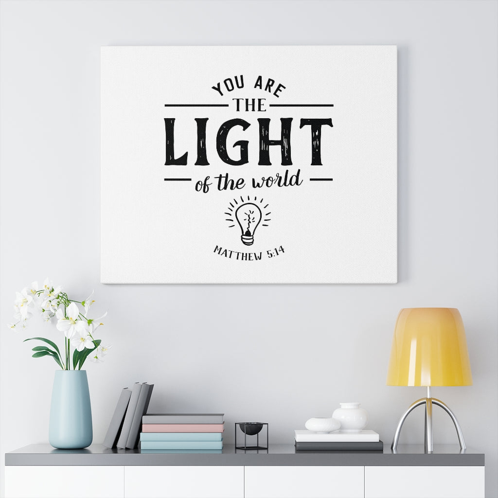 You Are The Light Matthew 5:14 White Bible Verse Canvas Christian Wall Art Ready to Hang Unframed-Express Your Love Gifts