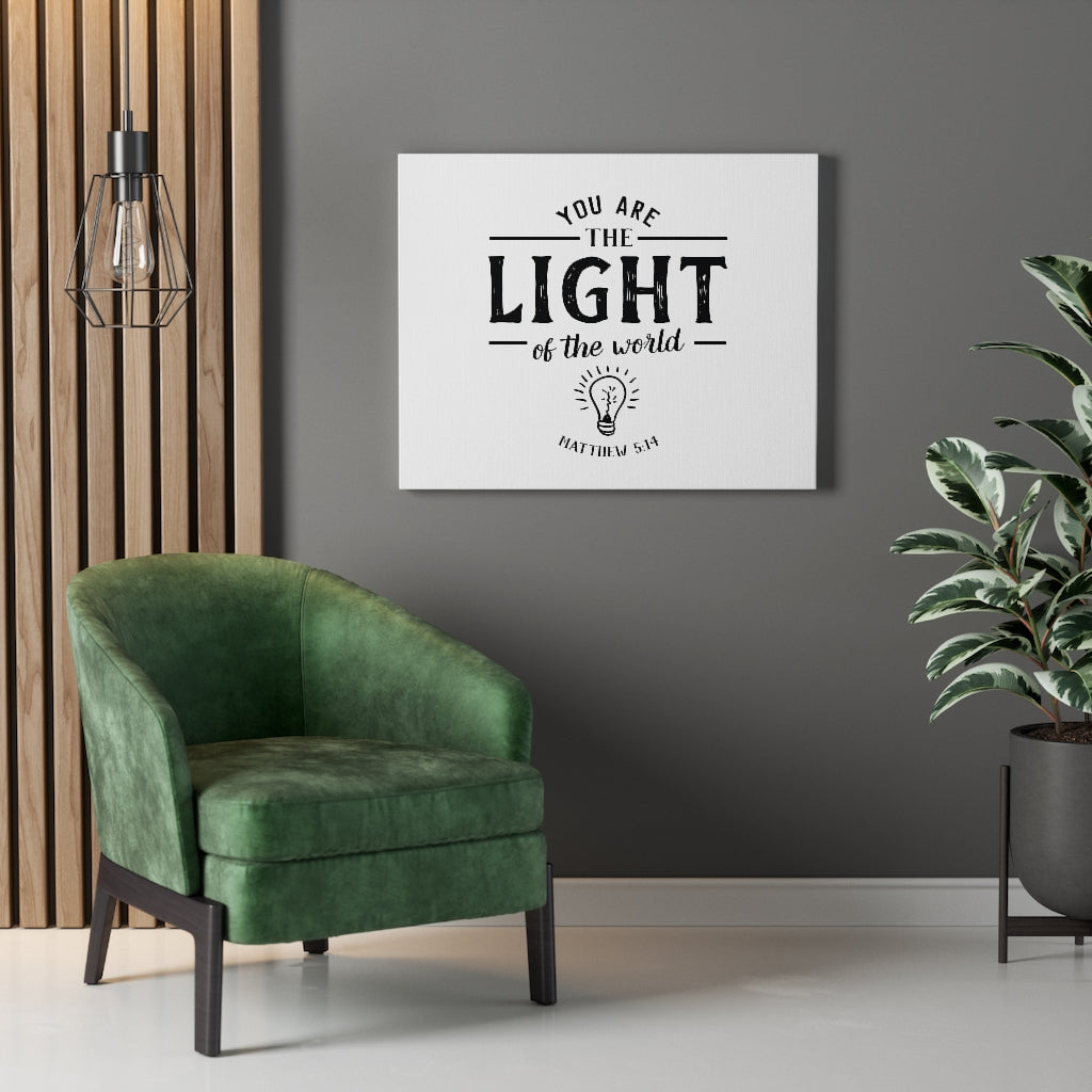 You Are The Light Matthew 5:14 White Bible Verse Canvas Christian Wall Art Ready to Hang Unframed-Express Your Love Gifts