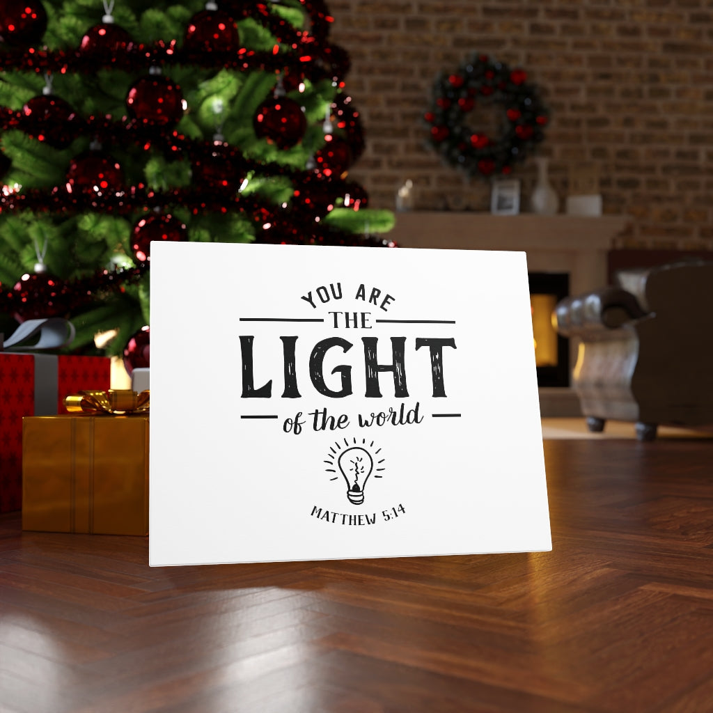 You Are The Light Matthew 5:14 White Bible Verse Canvas Christian Wall Art Ready to Hang Unframed-Express Your Love Gifts