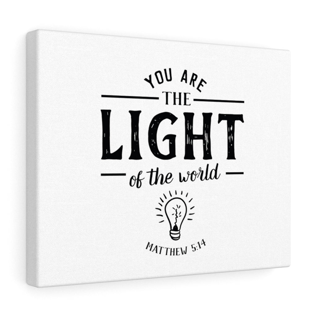 You Are The Light Matthew 5:14 White Bible Verse Canvas Christian Wall Art Ready to Hang Unframed-Express Your Love Gifts