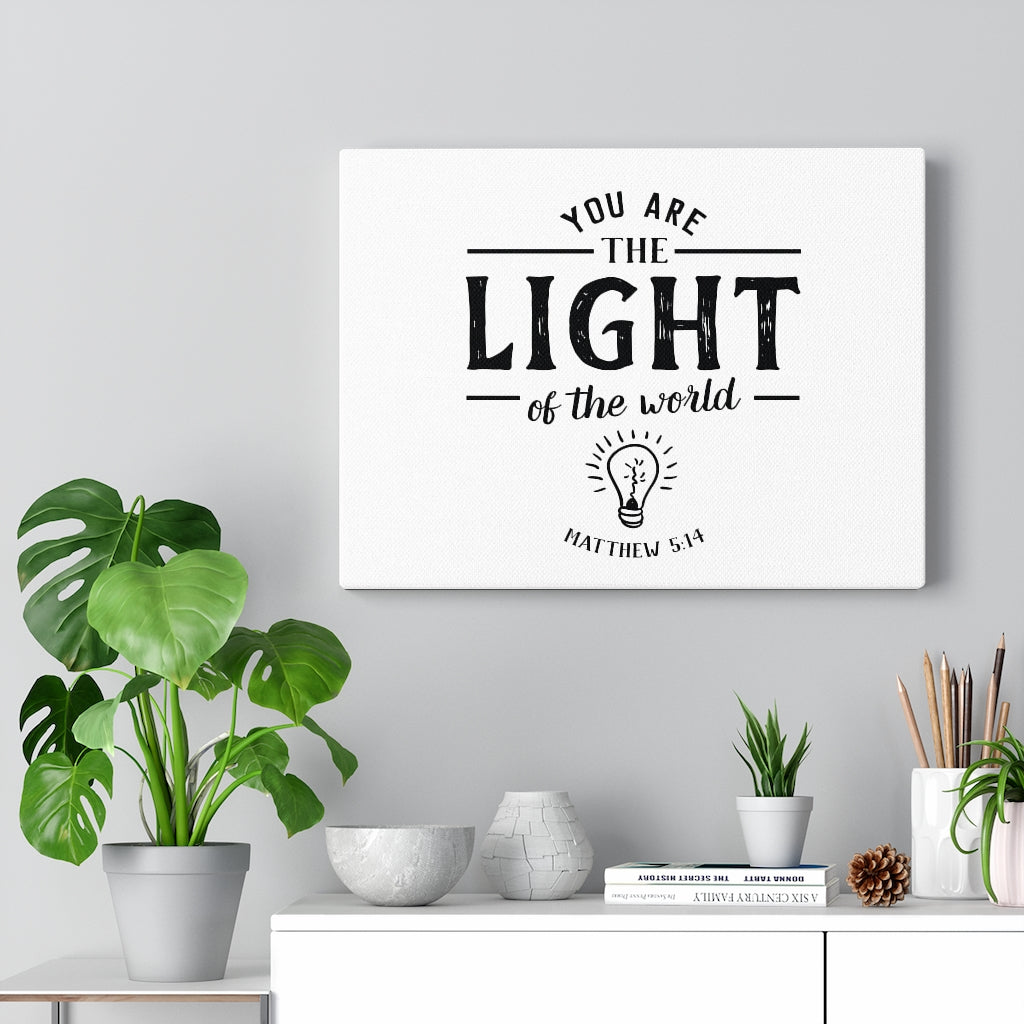 You Are The Light Matthew 5:14 White Bible Verse Canvas Christian Wall Art Ready to Hang Unframed-Express Your Love Gifts