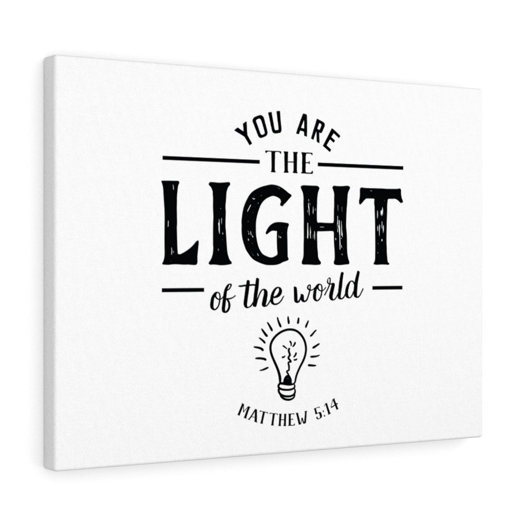 You Are The Light Matthew 5:14 White Bible Verse Canvas Christian Wall Art Ready to Hang Unframed-Express Your Love Gifts