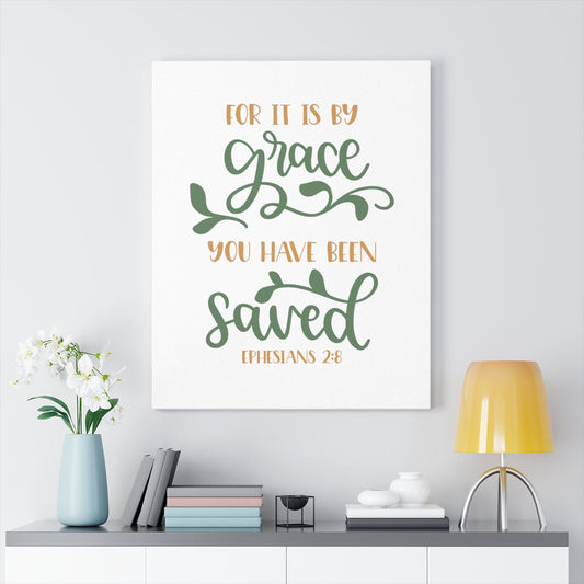 You Have Been Saved Ephesians 2:8 Bible Verse Canvas Christian Wall Art Ready to Hang Unframed-Express Your Love Gifts