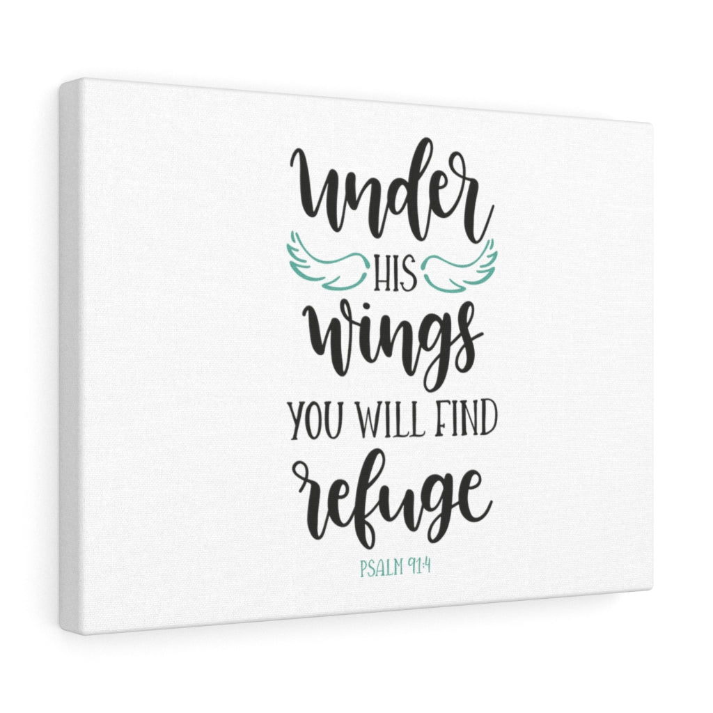 You Will Find Refuge Psalm 91:4 Bible Verse Canvas Christian Wall Art Ready to Hang Unframed-Express Your Love Gifts