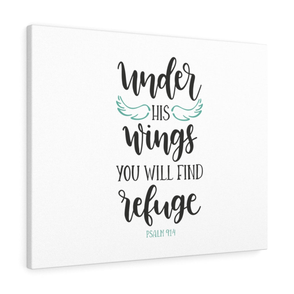 You Will Find Refuge Psalm 91:4 Bible Verse Canvas Christian Wall Art Ready to Hang Unframed-Express Your Love Gifts