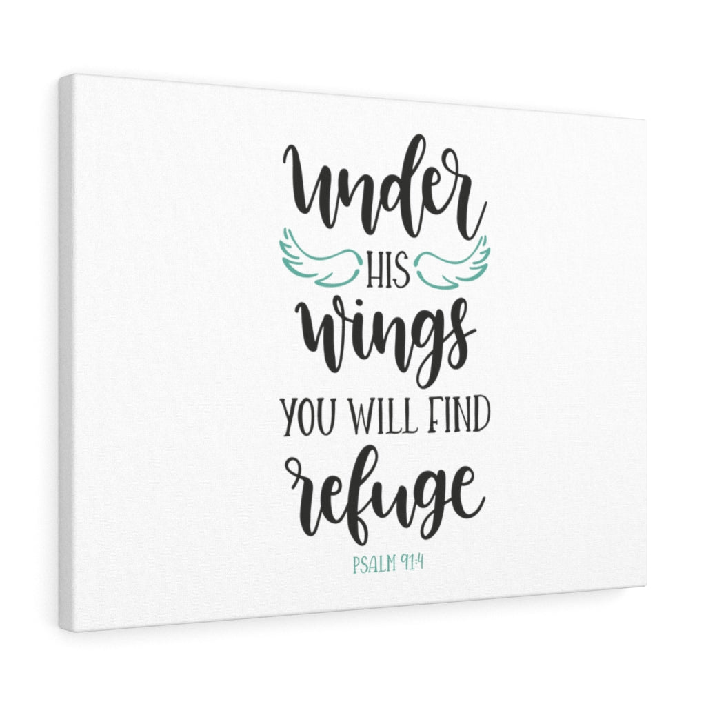 You Will Find Refuge Psalm 91:4 Bible Verse Canvas Christian Wall Art Ready to Hang Unframed-Express Your Love Gifts