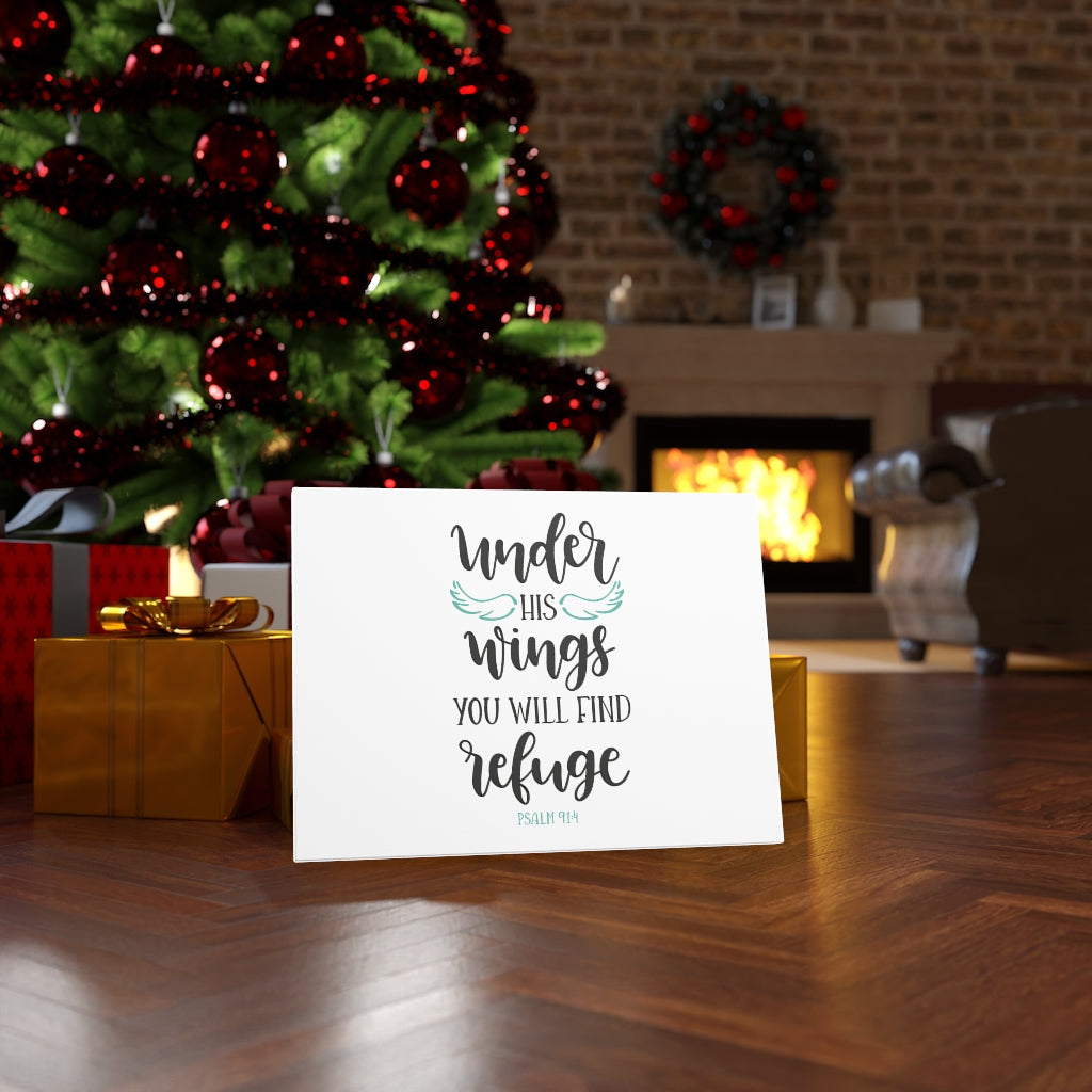 You Will Find Refuge Psalm 91:4 Bible Verse Canvas Christian Wall Art Ready to Hang Unframed-Express Your Love Gifts