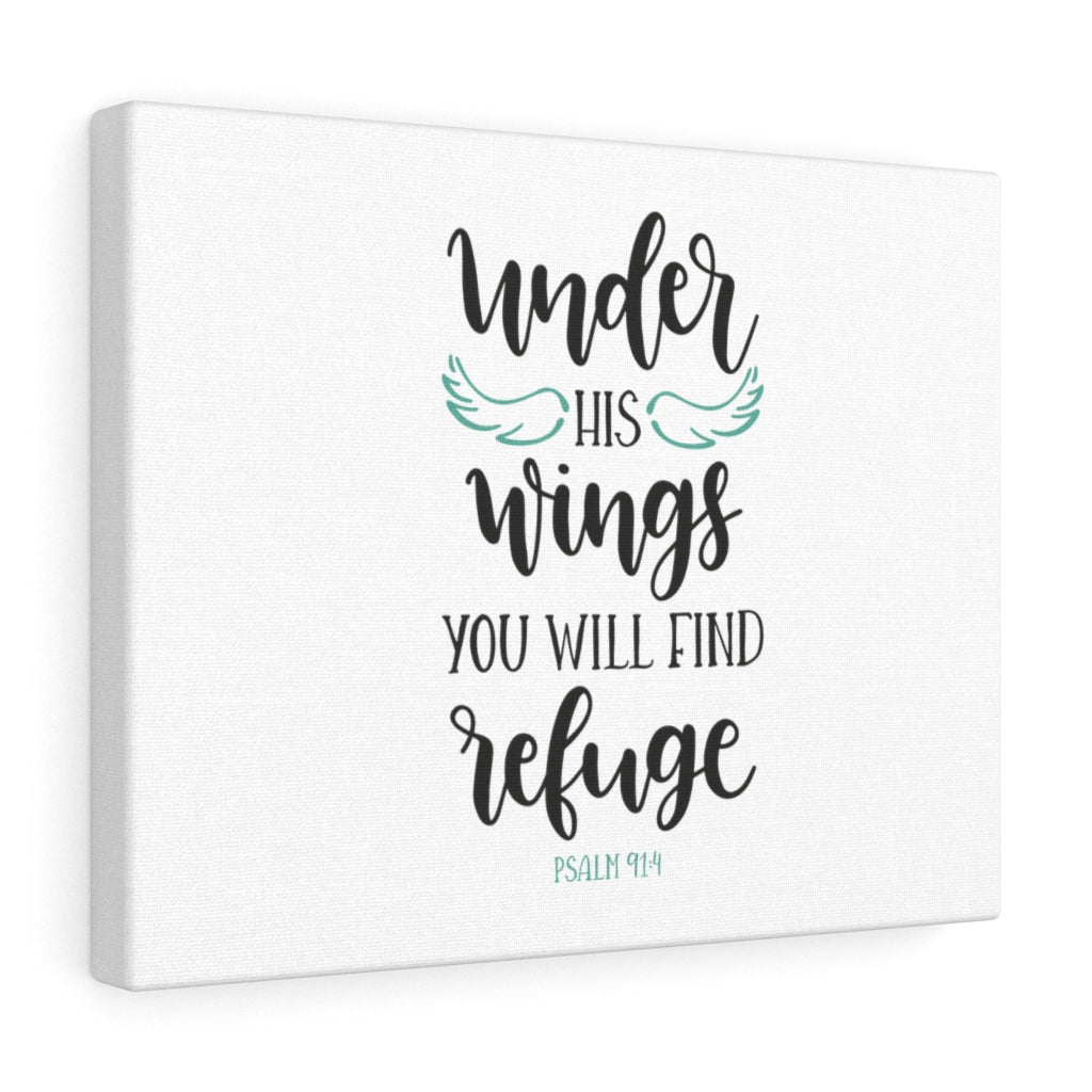You Will Find Refuge Psalm 91:4 Bible Verse Canvas Christian Wall Art Ready to Hang Unframed-Express Your Love Gifts