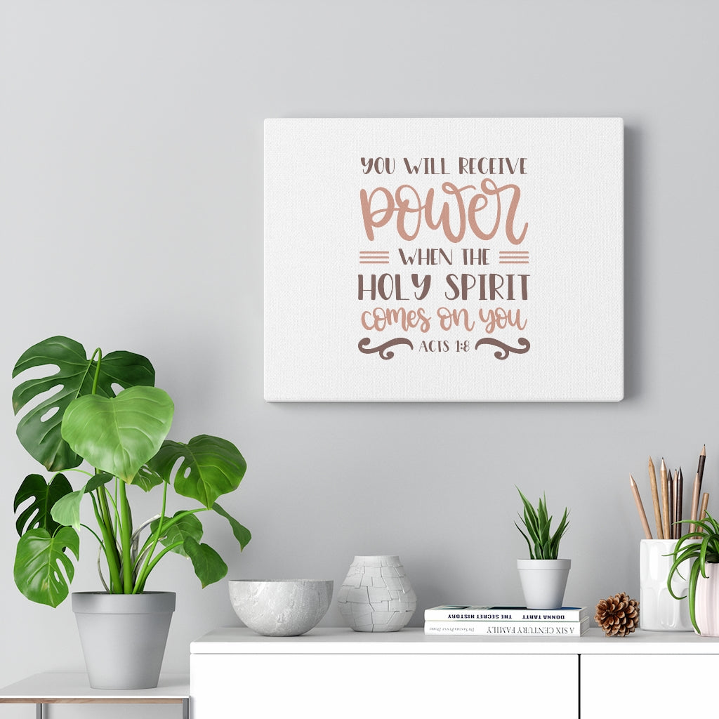 You Will Receive Power Acts 1:8 Bible Verse Canvas Christian Wall Art Ready to Hang Unframed-Express Your Love Gifts