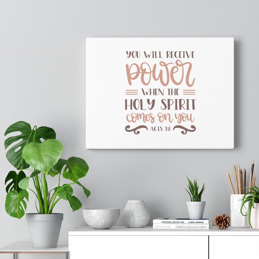 You Will Receive Power Acts 1:8 Bible Verse Canvas Christian Wall Art Ready to Hang Unframed-Express Your Love Gifts