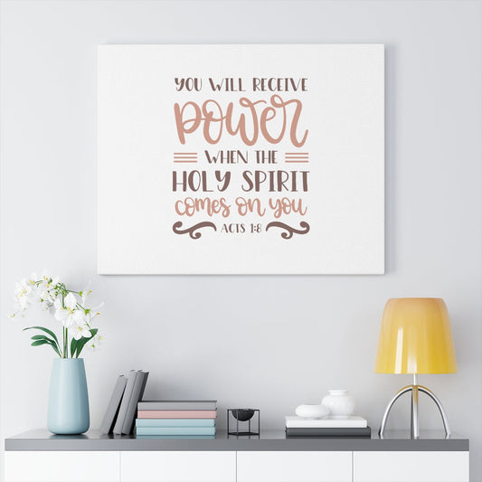 You Will Receive Power Acts 1:8 Bible Verse Canvas Christian Wall Art Ready to Hang Unframed-Express Your Love Gifts