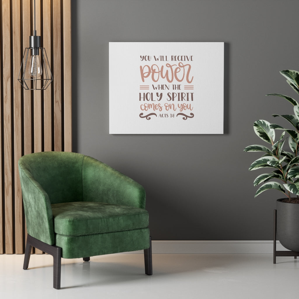 You Will Receive Power Acts 1:8 Bible Verse Canvas Christian Wall Art Ready to Hang Unframed-Express Your Love Gifts