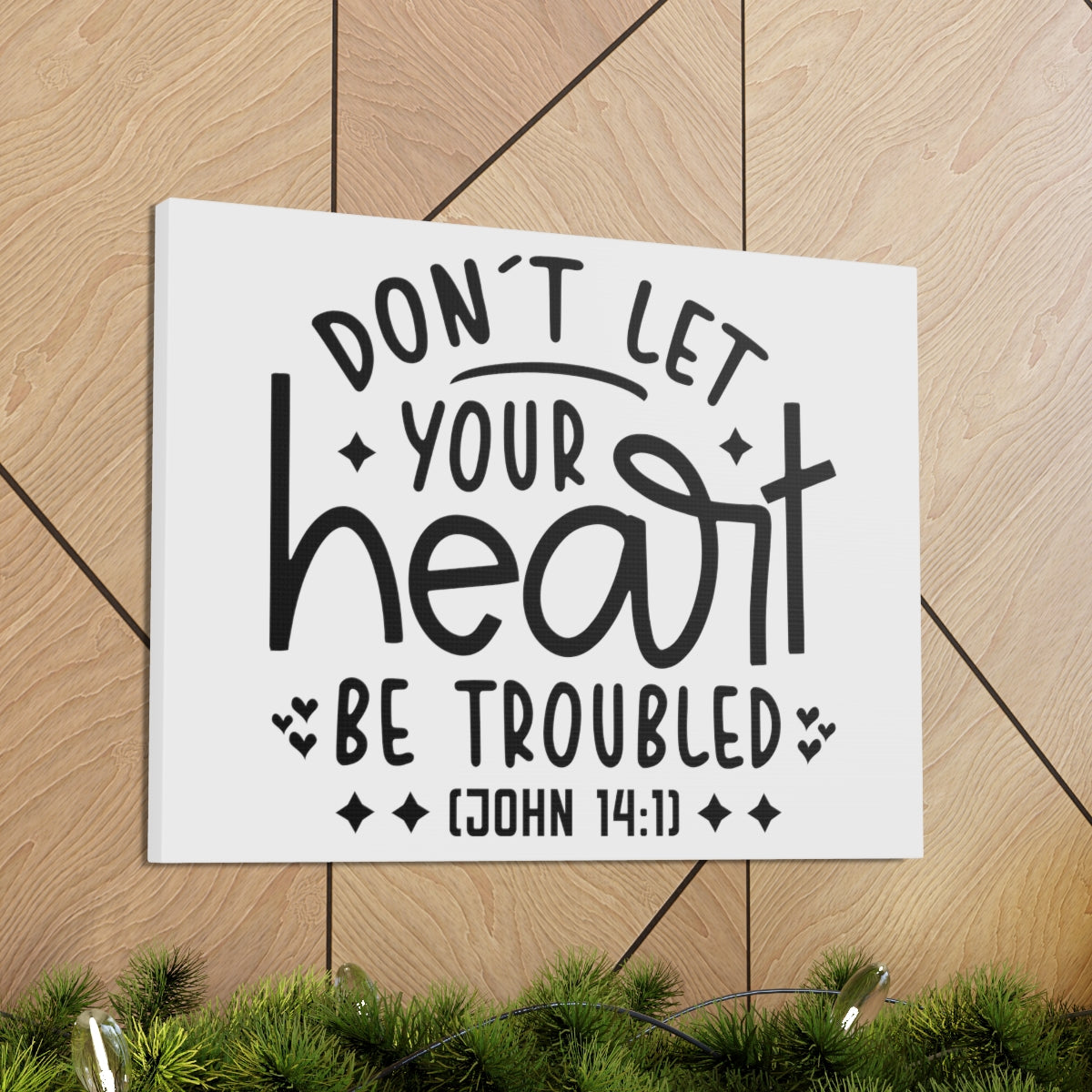 Scripture Walls Your Heart John 14:1 Star Heart Bible Verse Canvas Christian Wall Art Ready to Hang Unframed-Express Your Love Gifts