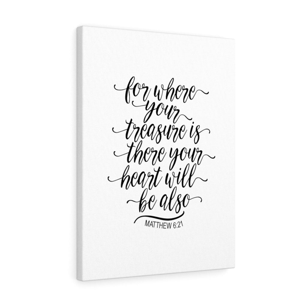 Your Heart Matthew 6:21 Bible Verse Canvas Christian Wall Art Ready to Hang Unframed-Express Your Love Gifts
