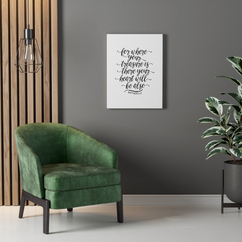 Your Heart Matthew 6:21 Bible Verse Canvas Christian Wall Art Ready to Hang Unframed-Express Your Love Gifts