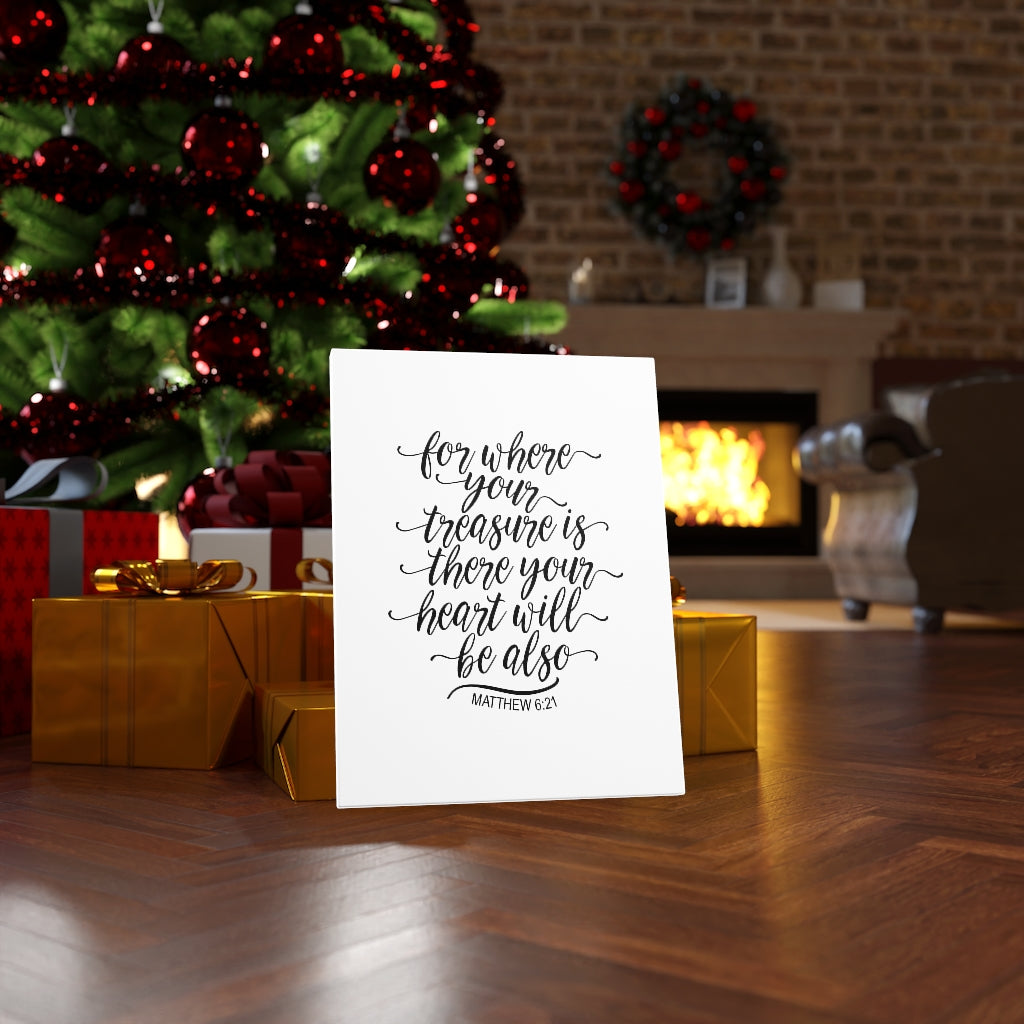 Your Heart Matthew 6:21 Bible Verse Canvas Christian Wall Art Ready to Hang Unframed-Express Your Love Gifts