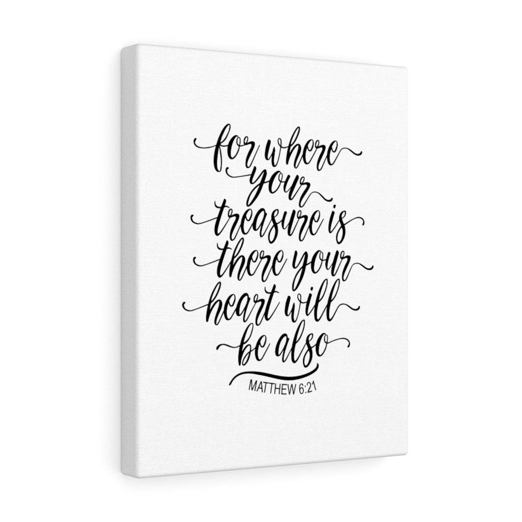 Your Heart Matthew 6:21 Bible Verse Canvas Christian Wall Art Ready to Hang Unframed-Express Your Love Gifts
