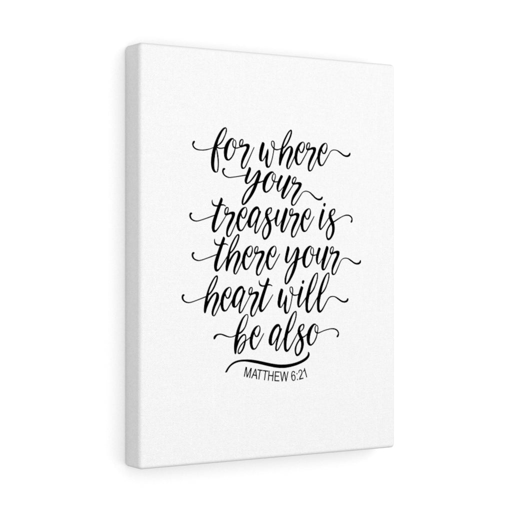 Your Heart Matthew 6:21 Bible Verse Canvas Christian Wall Art Ready to Hang Unframed-Express Your Love Gifts