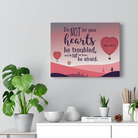 Your Hearts Pink John 14:27 Bible Verse Canvas Christian Wall Art Ready to Hang Unframed-Express Your Love Gifts