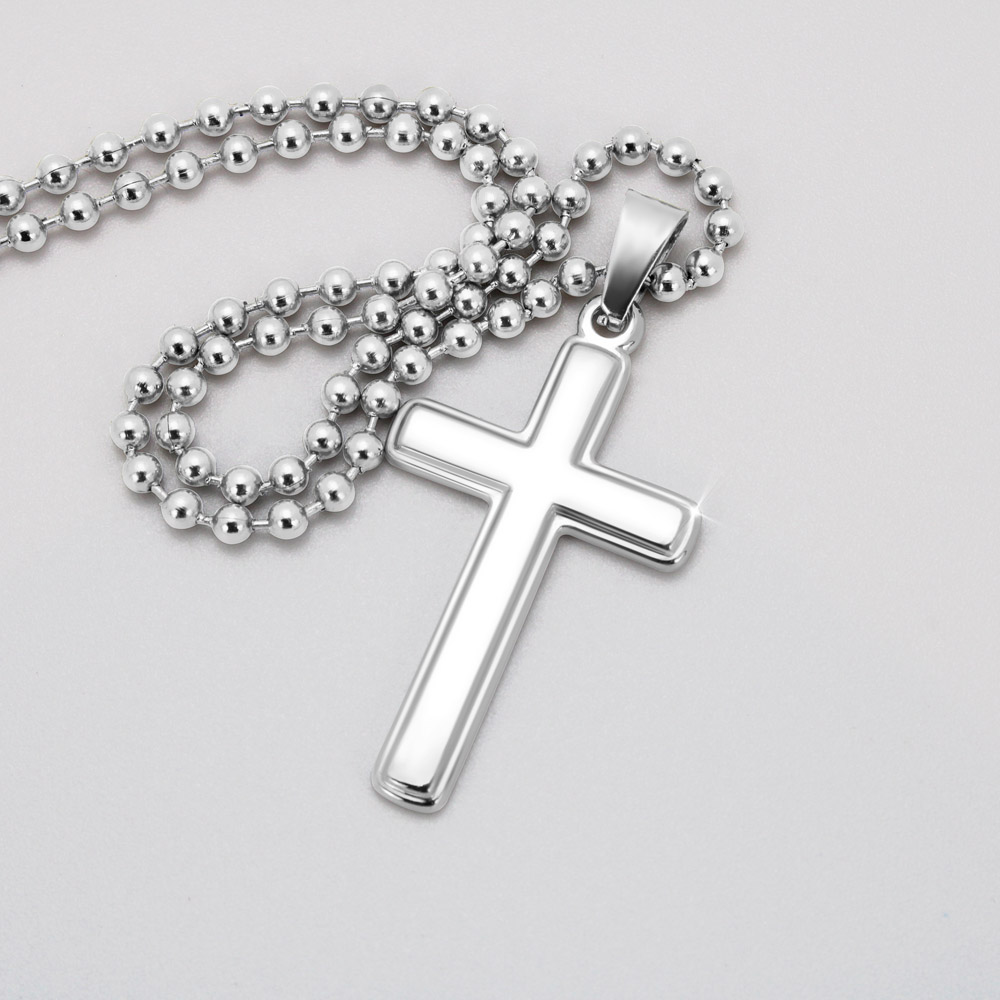 Steps Of A Good Man Psalm 37:23 Cross Necklace Message Card W Ball Chain Pendant-Express Your Love Gifts